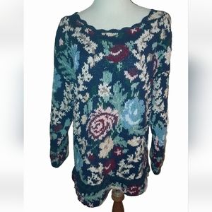 Vintage knit by hand Paul Harris PHD floral sweater romantic  medium